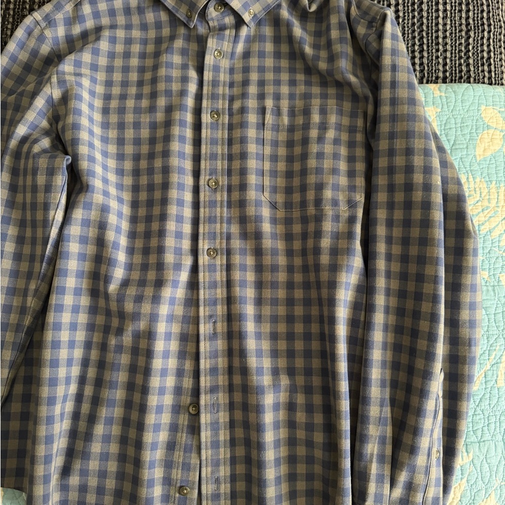 Mizzen+Main Blue and Cream Plaid Men's Shirt - Picture 2 of 3